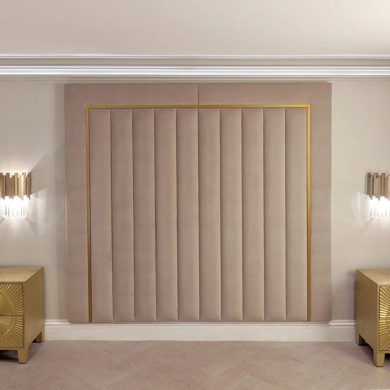 Milan Mink & Gold Channelled Luxury Headboard - Image 5