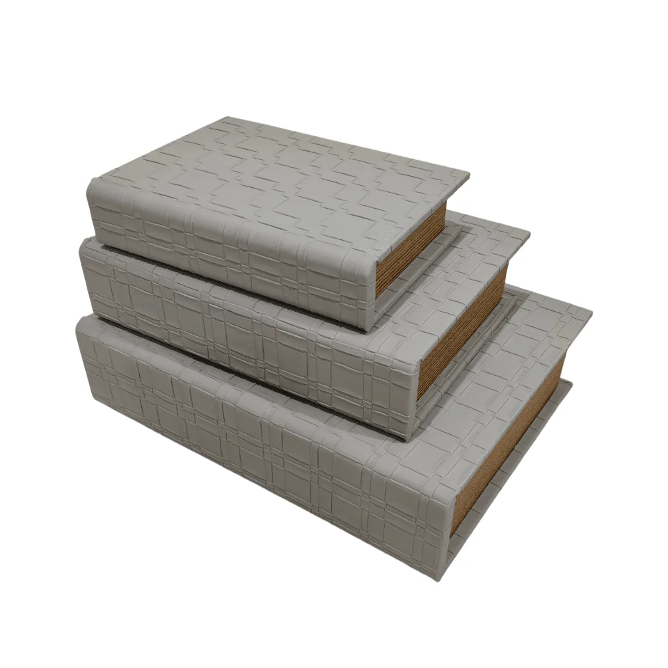 Milano Neutral Textured PU Book Boxes - Set of 3 - Image 2