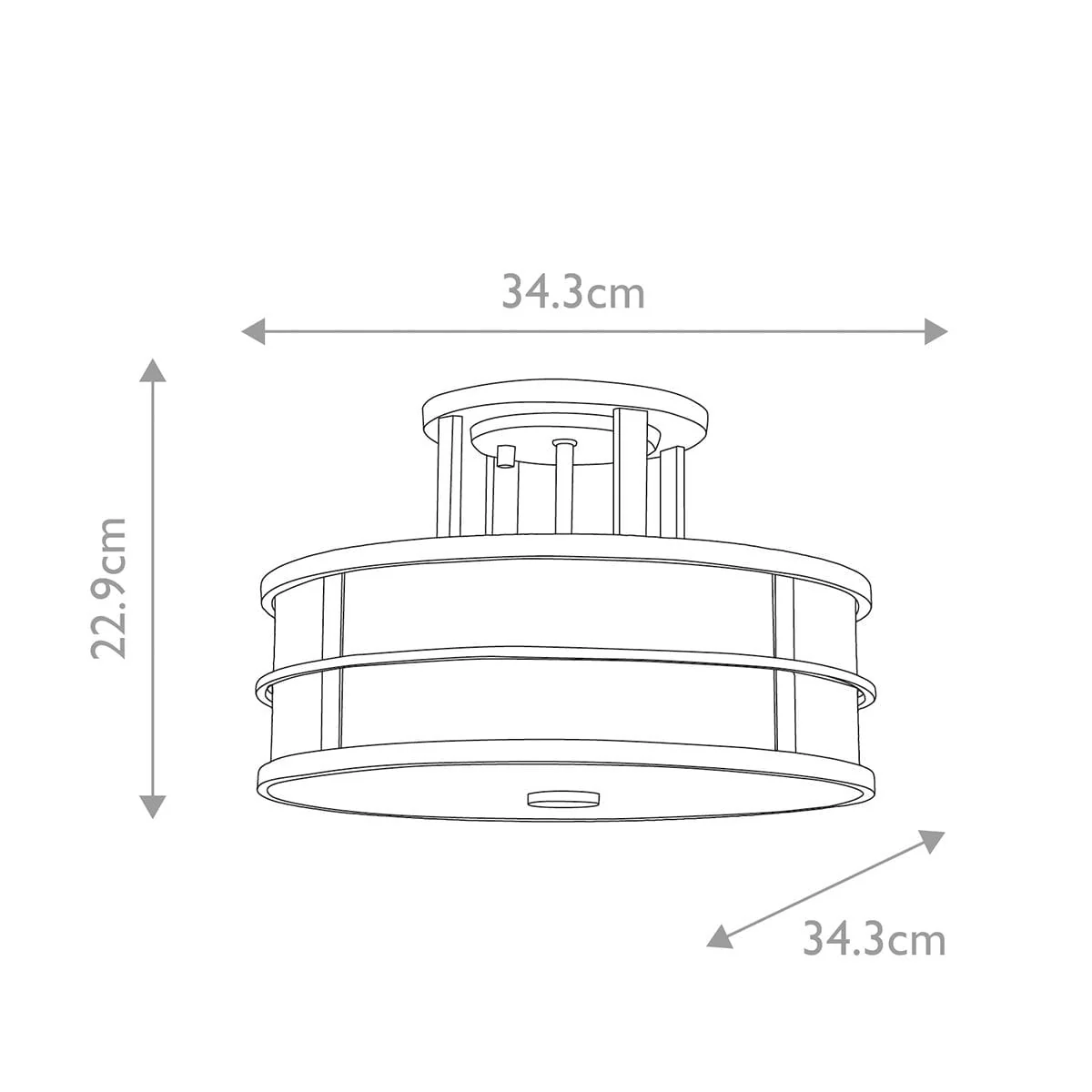 Millie Bronze 3 Light Semi-Flush Ceiling Light - Image 4