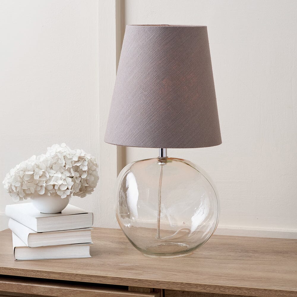 Milou Clear Glass Organic Table Lamp with Grey Shade