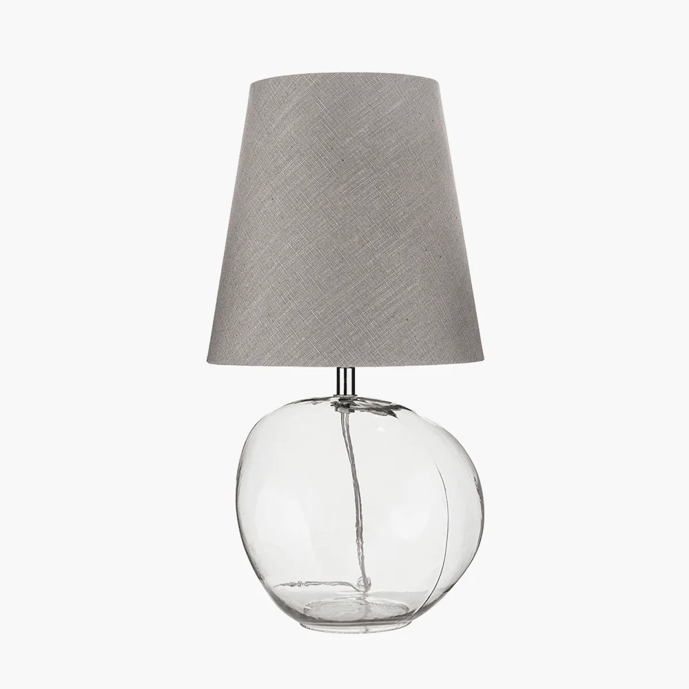 Milou Clear Glass Organic Table Lamp with Grey Shade - Image 2
