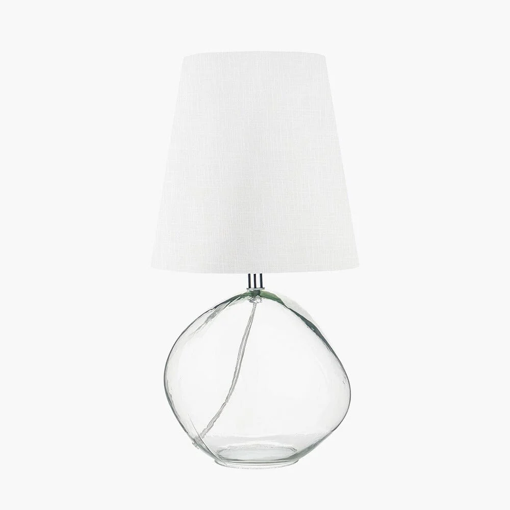 Milou Clear Glass Organic Table Lamp with White Shade - Image 2