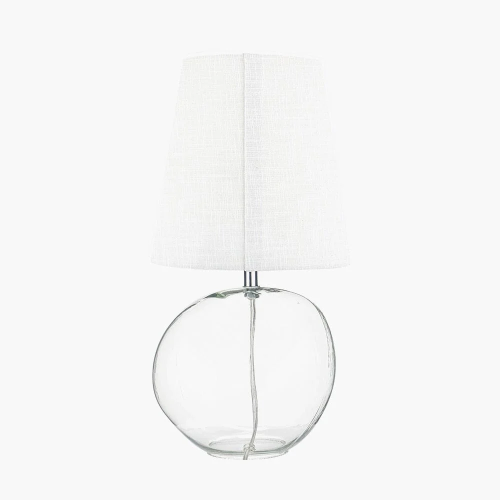 Milou Clear Glass Organic Table Lamp with White Shade - Image 3