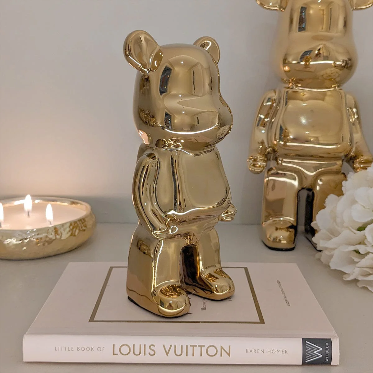Mini Gold Pearlescent Standing Bear Ornament - Image 2