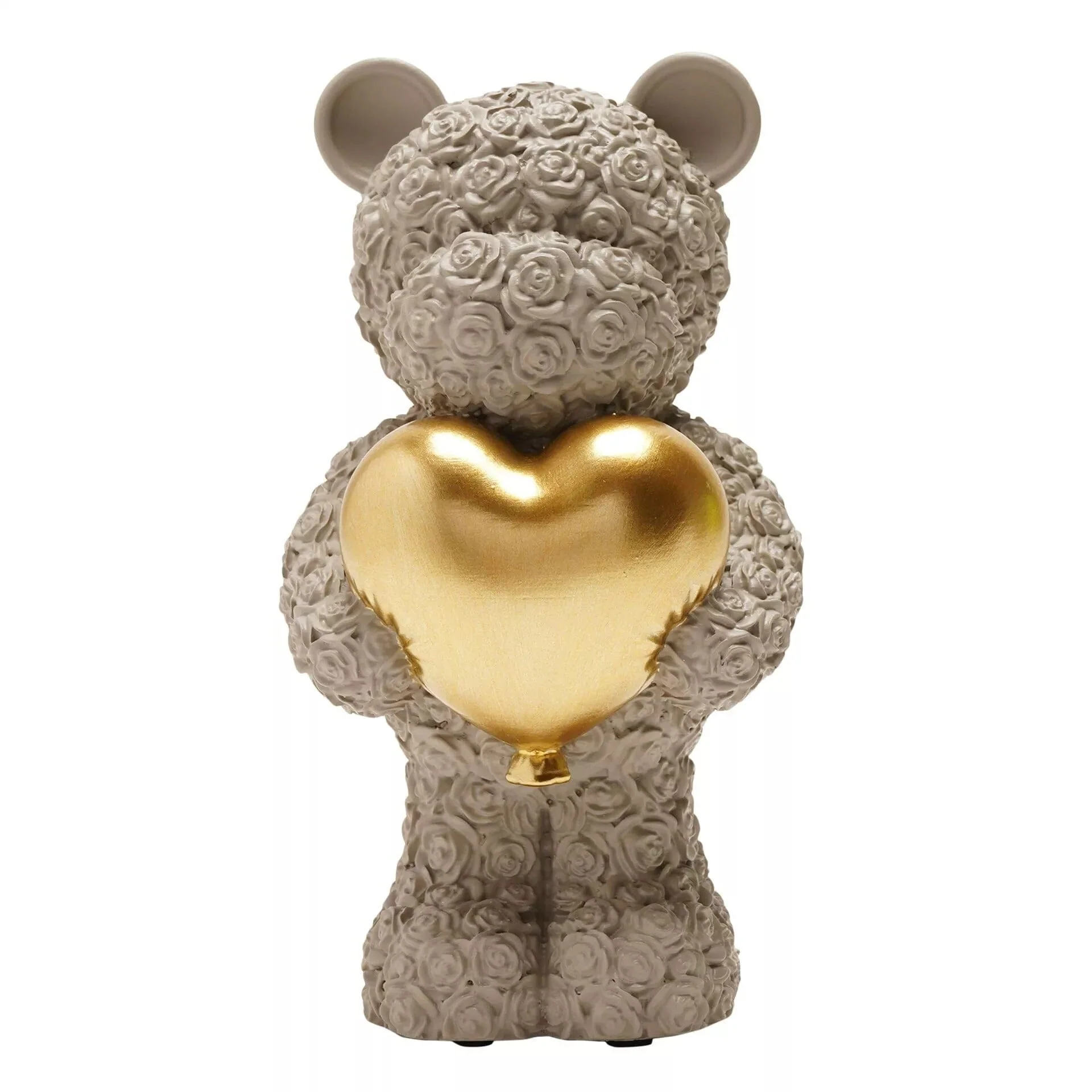 Mini Grey Bear with Gold Balloon Heart Ornament - Image 2