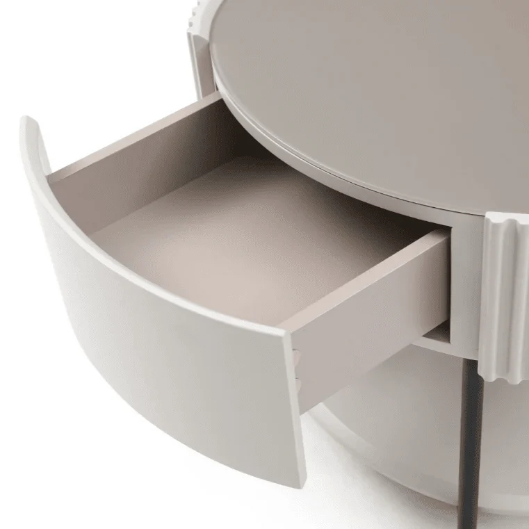 Mirabel Beige & Black Luxury Rounded Bedside Table - Image 5