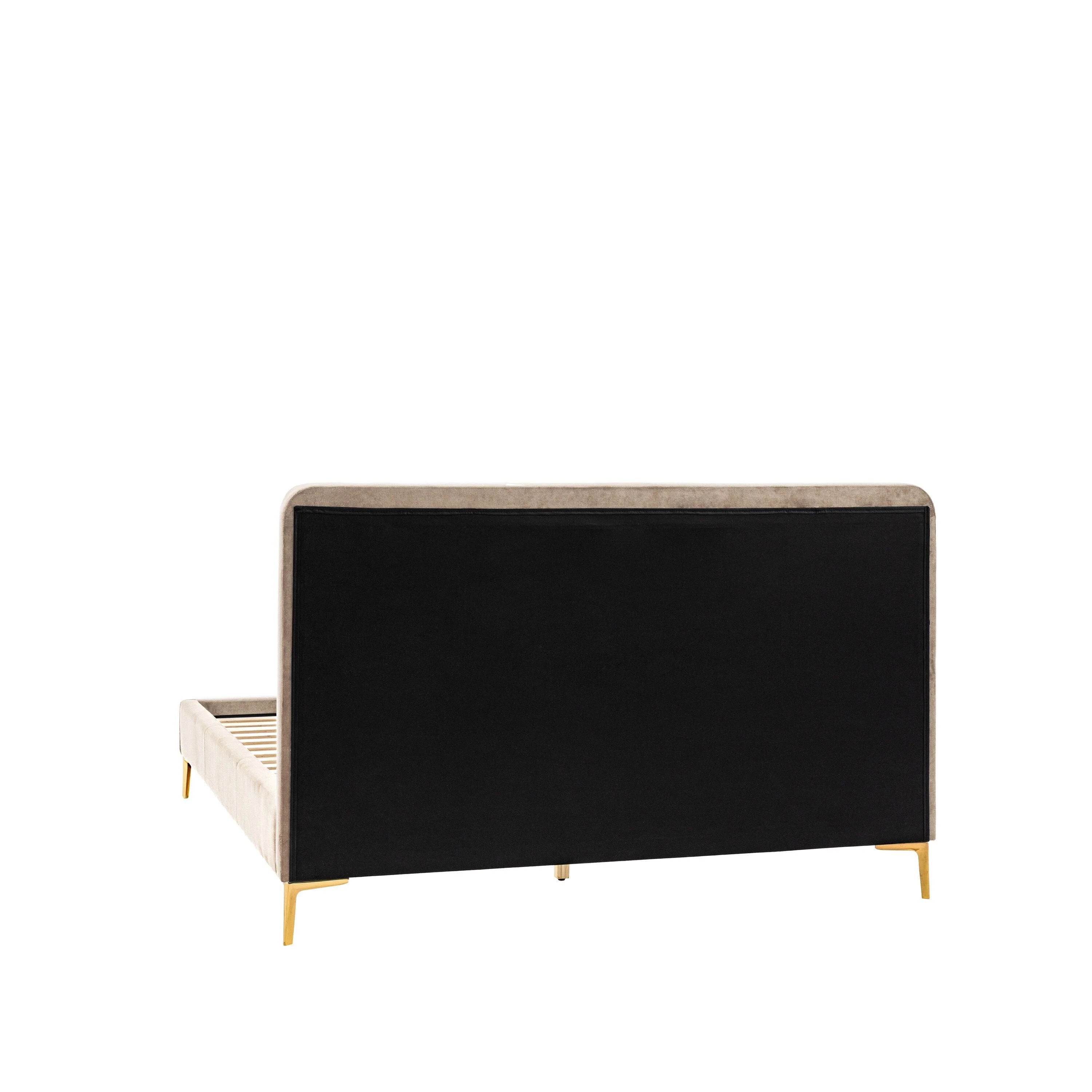 Mirabella Latte Velvet Luxury Channelled Bed with Gold Feet - Image 4