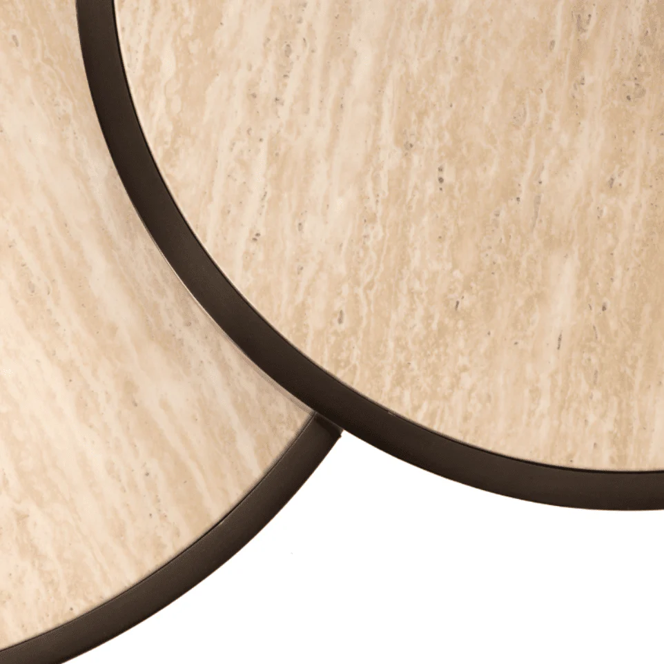 Misella Bronze Nested Coffee Tables with Faux Travertine Top - Image 5
