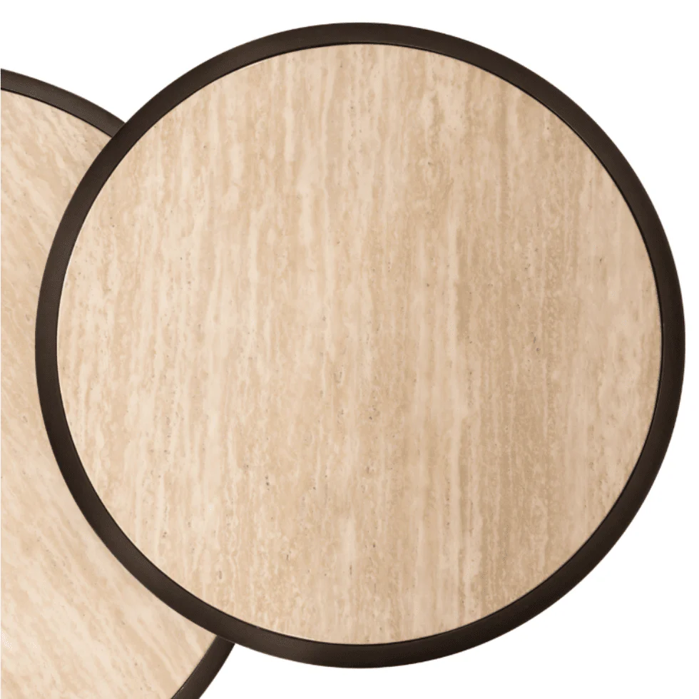 Misella Bronze Nested Coffee Tables with Faux Travertine Top - Image 6
