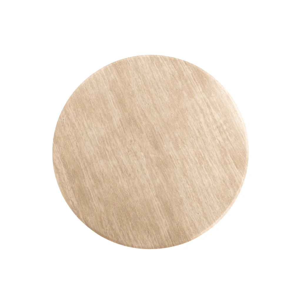 Miya Bronze Round Dining Table with Faux Beige Marble Top - Image 3