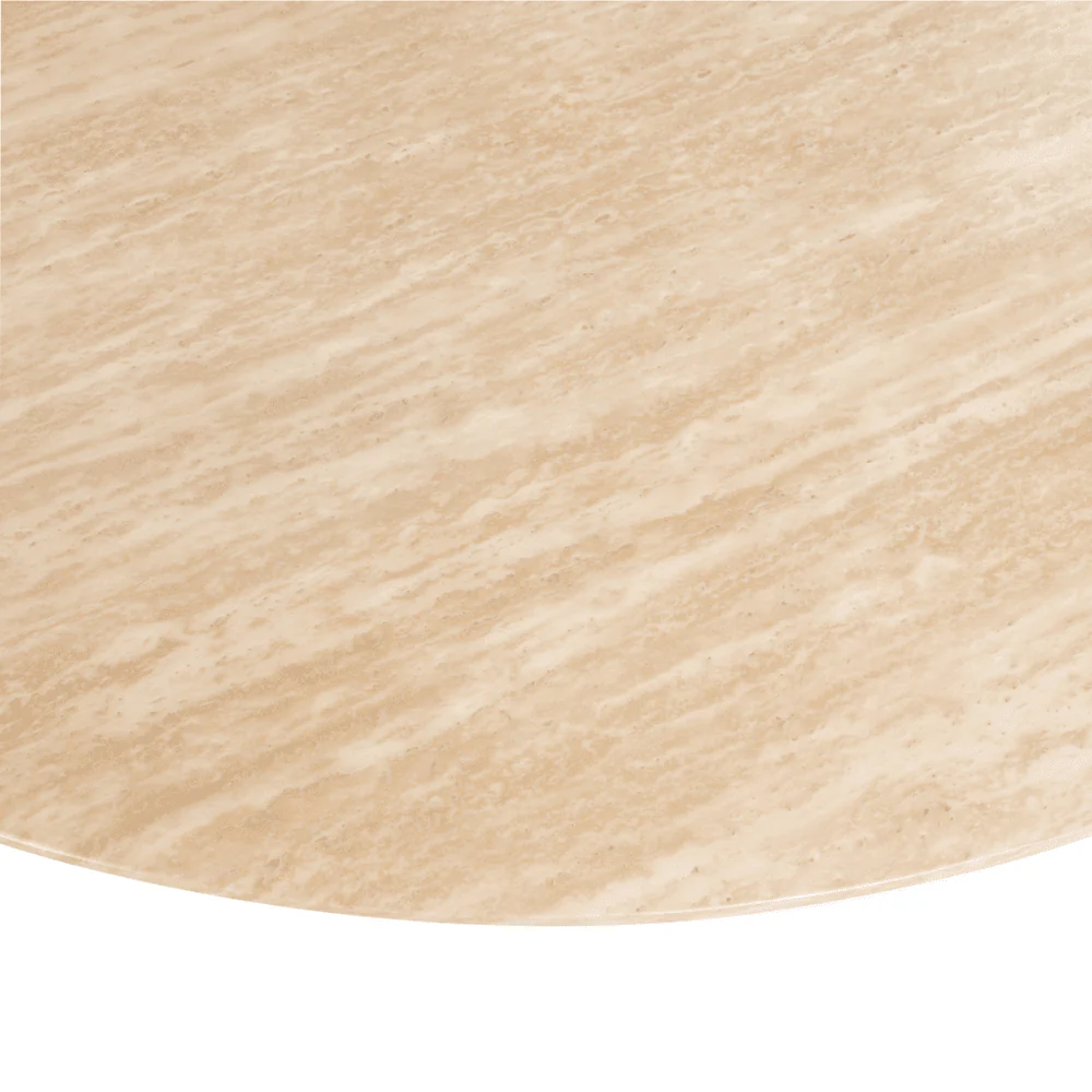 Miya Bronze Round Dining Table with Faux Beige Marble Top - Image 4