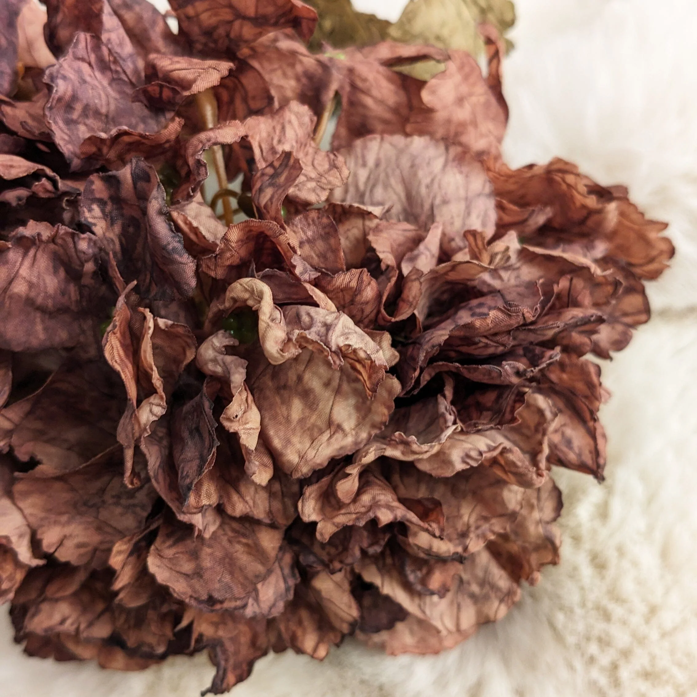 Mocha Faux Hydrangea Single Stem Floral - Image 2