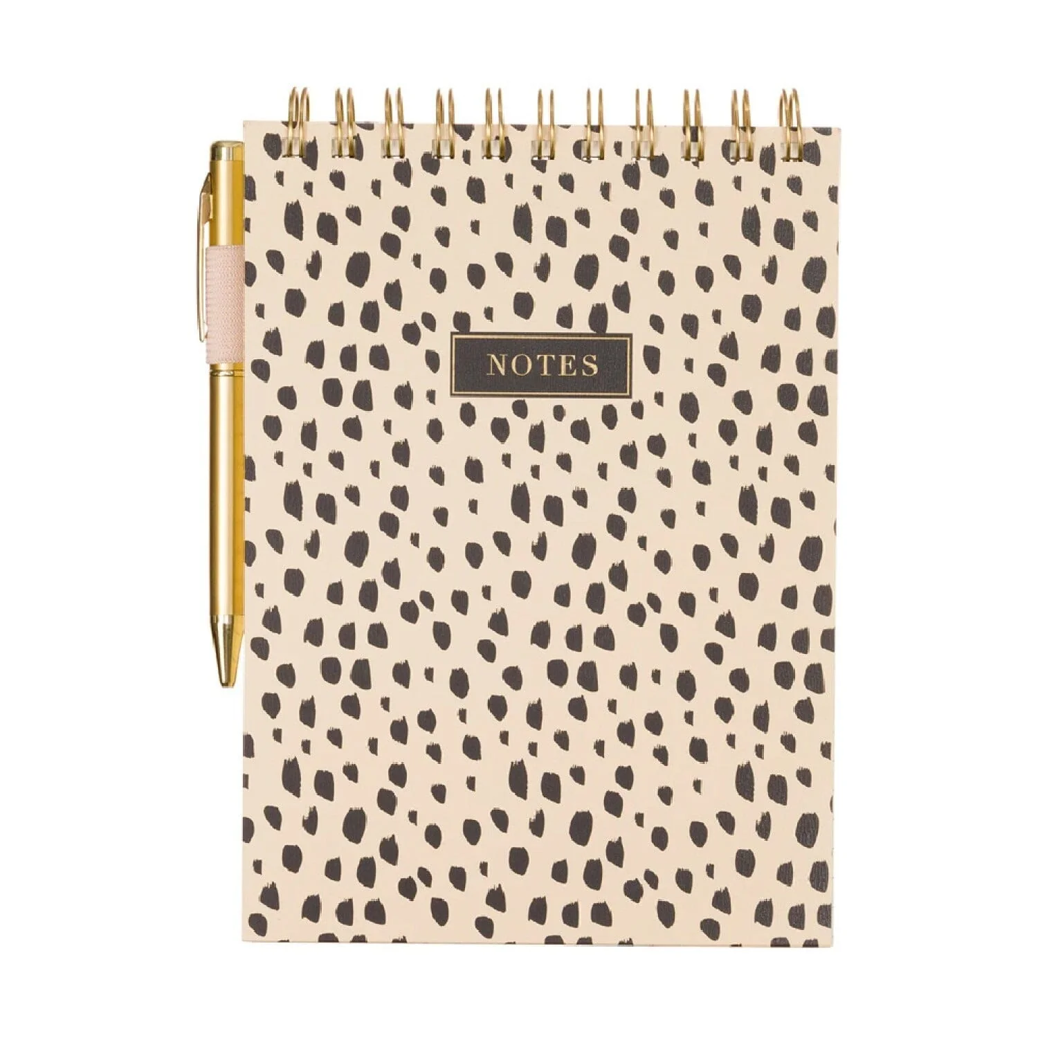 Monochrome Animal Print Notebook with Pen Holder & Gold Pen - Image 3