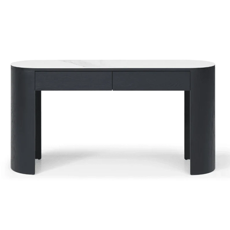 Monroe Black Console Table with Marble Top - Image 2