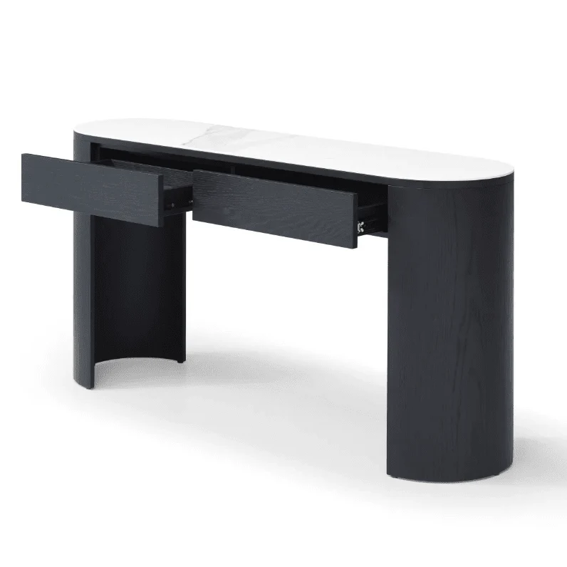 Monroe Black Console Table with Marble Top - Image 3