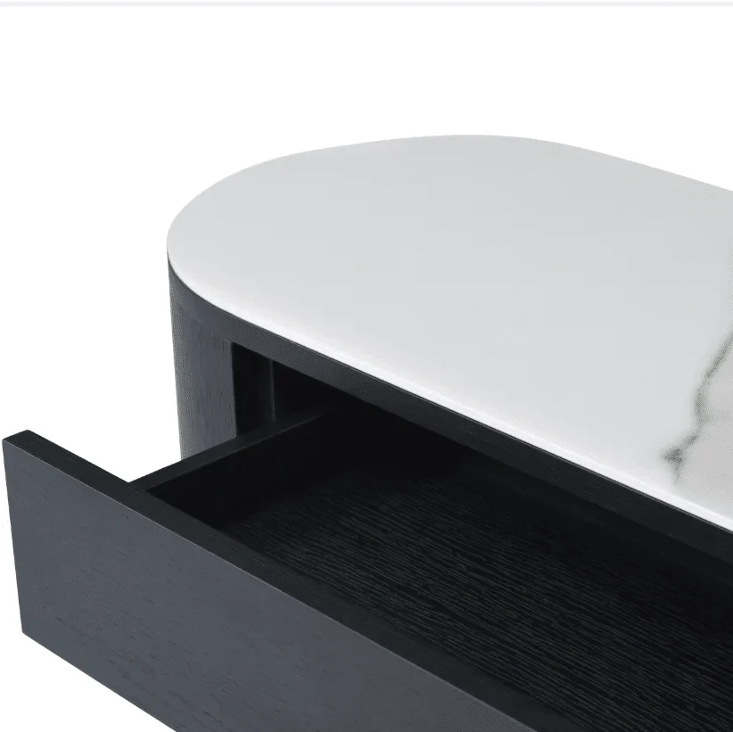 Monroe Black Console Table with Marble Top - Image 4