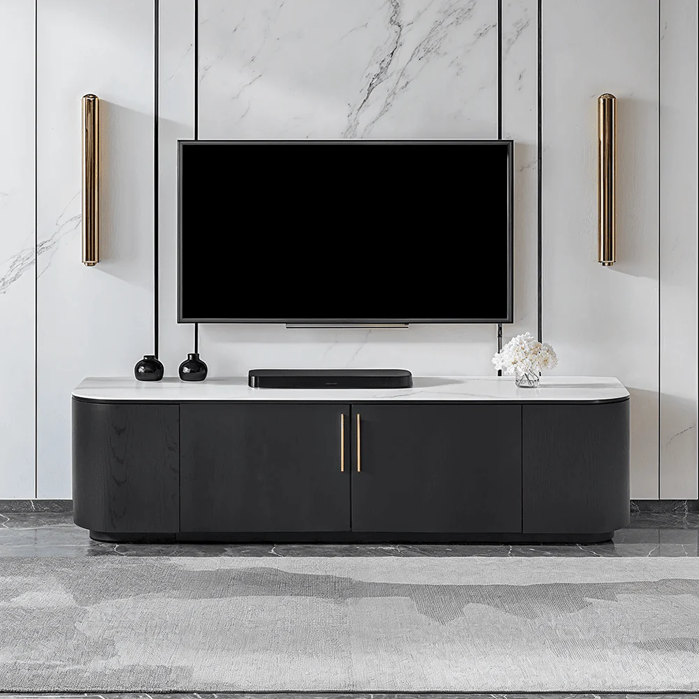 Monroe Black Media unit with Marble Top