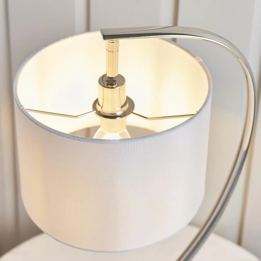 Moreto Silver Table Lamp with White Shade - Image 5