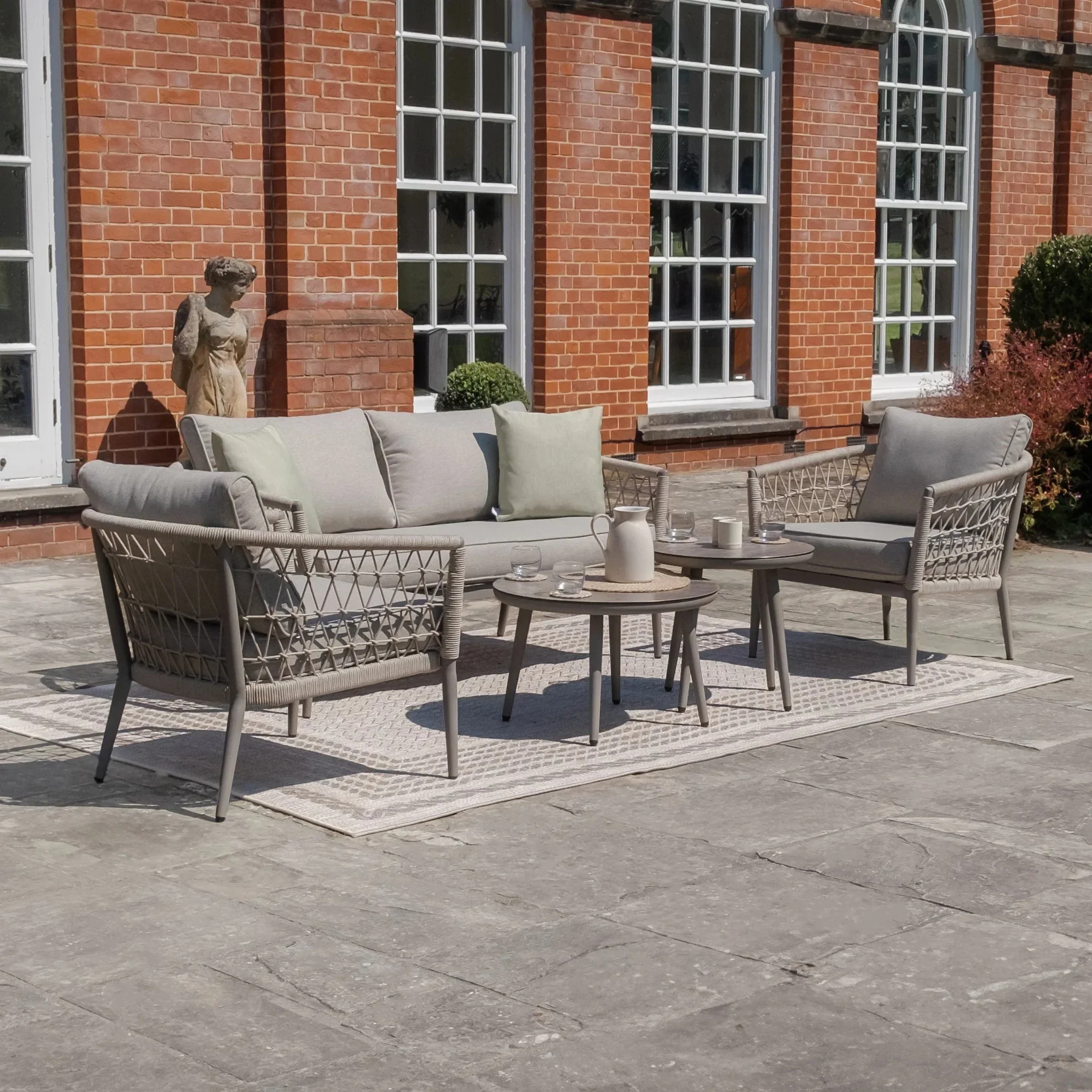 Morocco Outdoor Cream & Taupe Lounge Set - Seats 4 - Image 3
