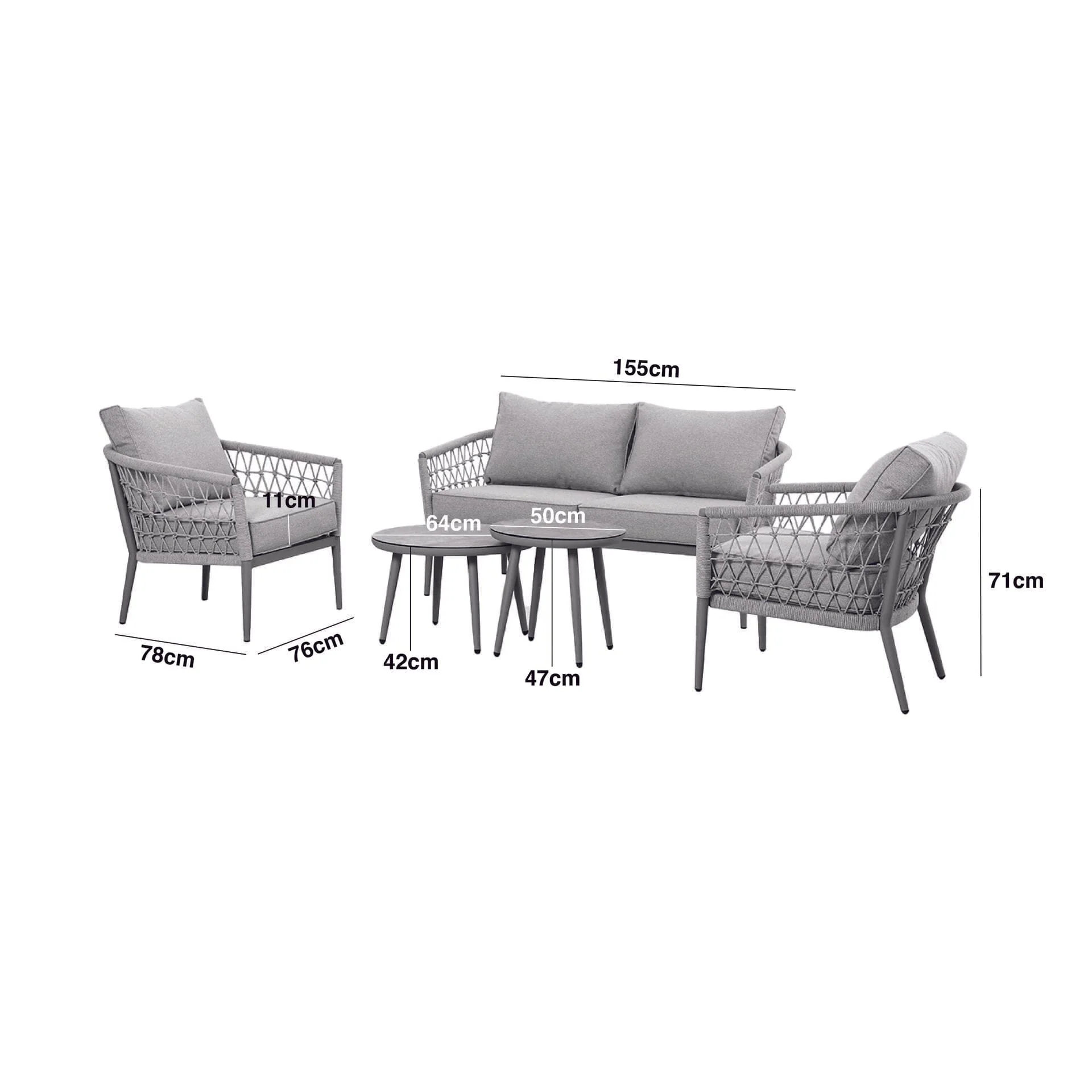 Morocco Outdoor Cream & Taupe Lounge Set - Seats 4 - Image 6