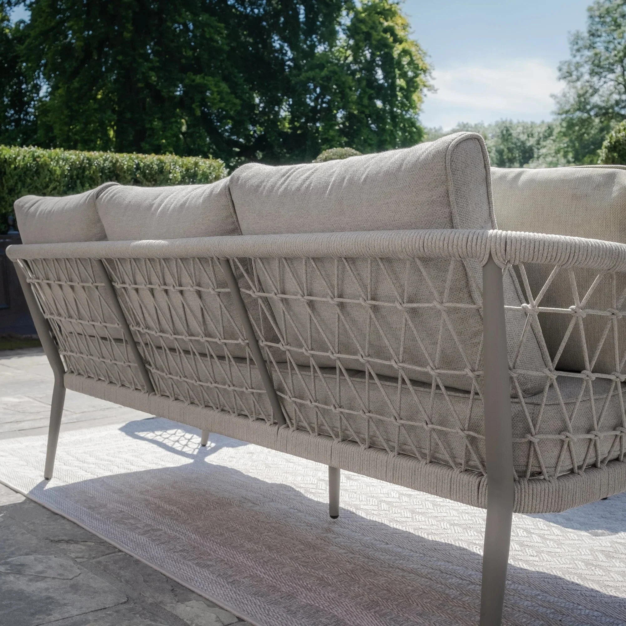 Morocco Outdoor Cream & Taupe Lounge Set - Seats 5 - Image 4
