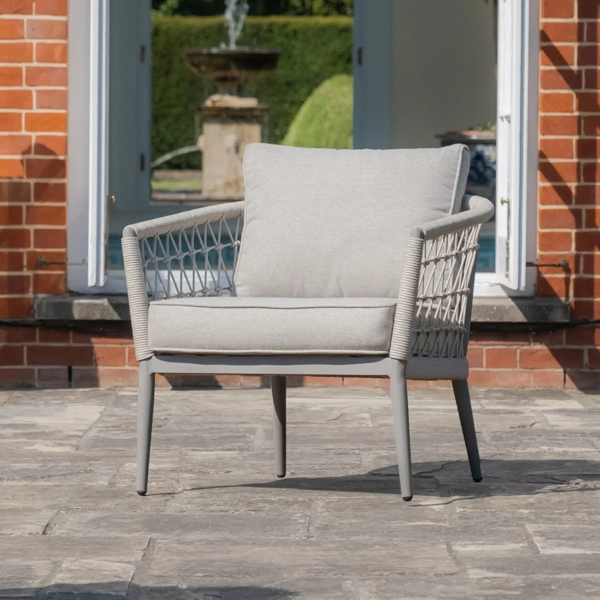 Morocco Outdoor Cream & Taupe Lounge Set - Seats 5 - Image 5