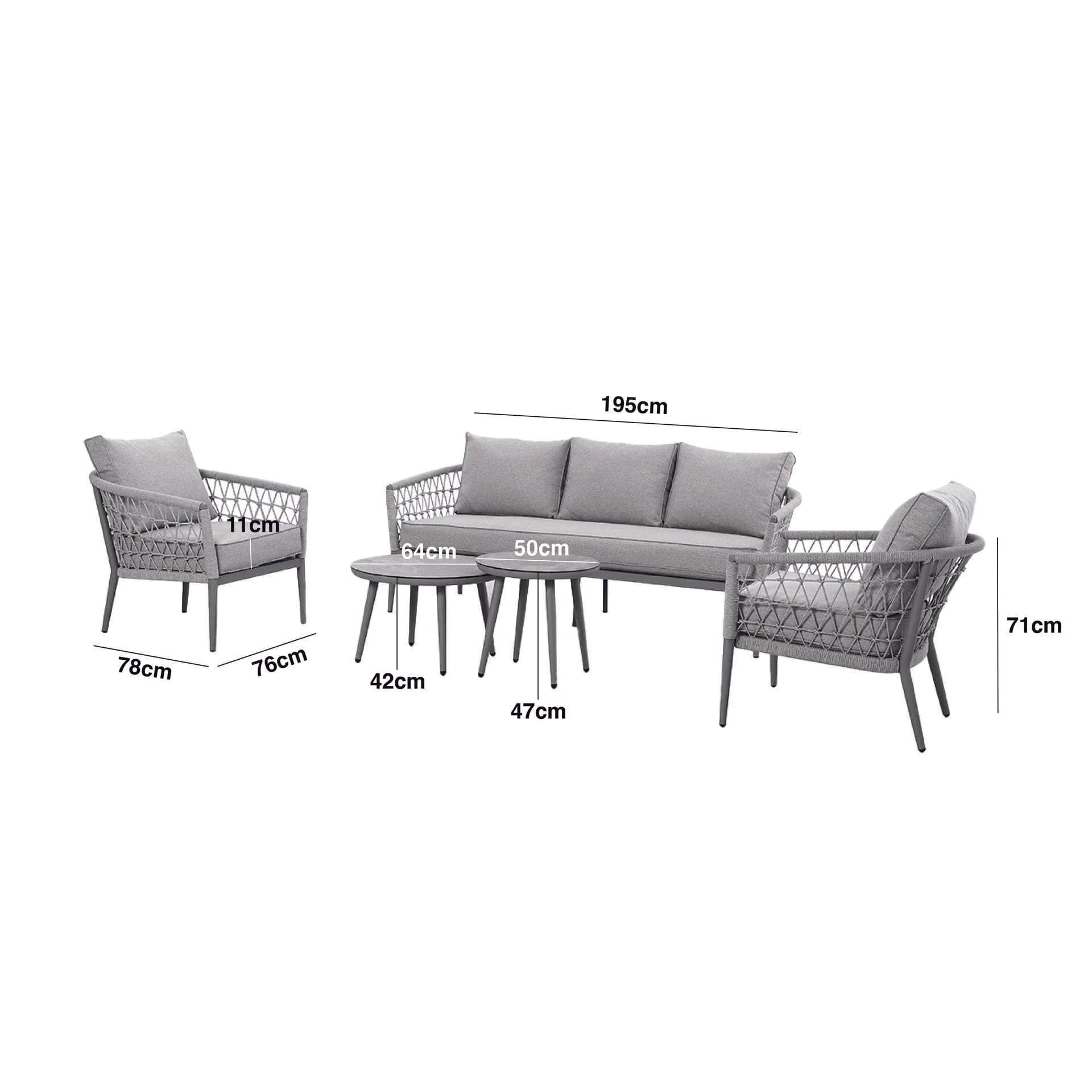 Morocco Outdoor Cream & Taupe Lounge Set - Seats 5 - Image 6