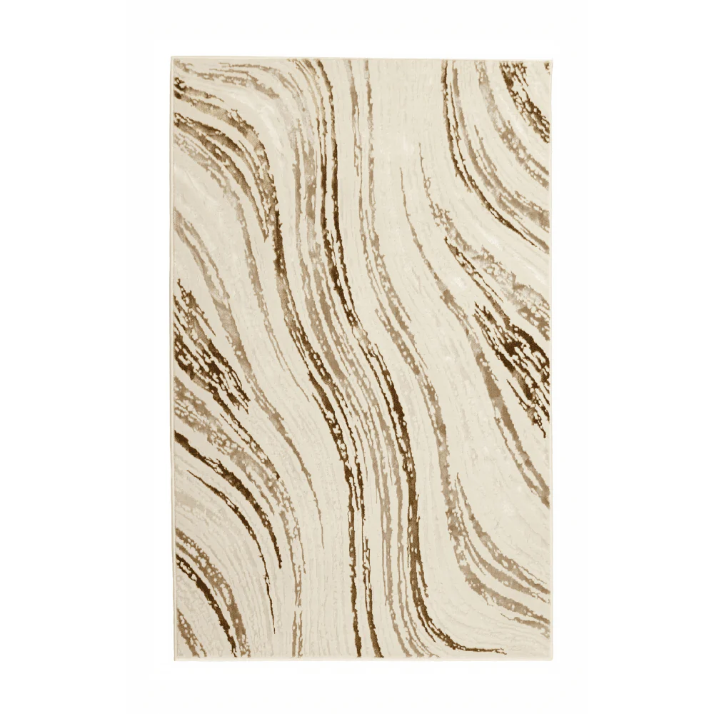 Nadira Brown & Cream Wave Pattern Rug - Image 2