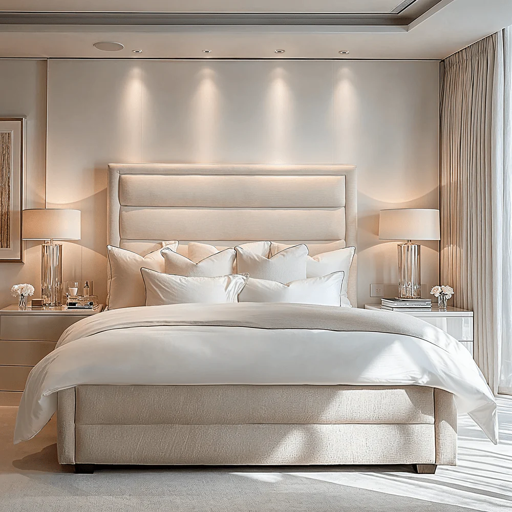 Natalia Luxury Stone Textured Upholstered Bed