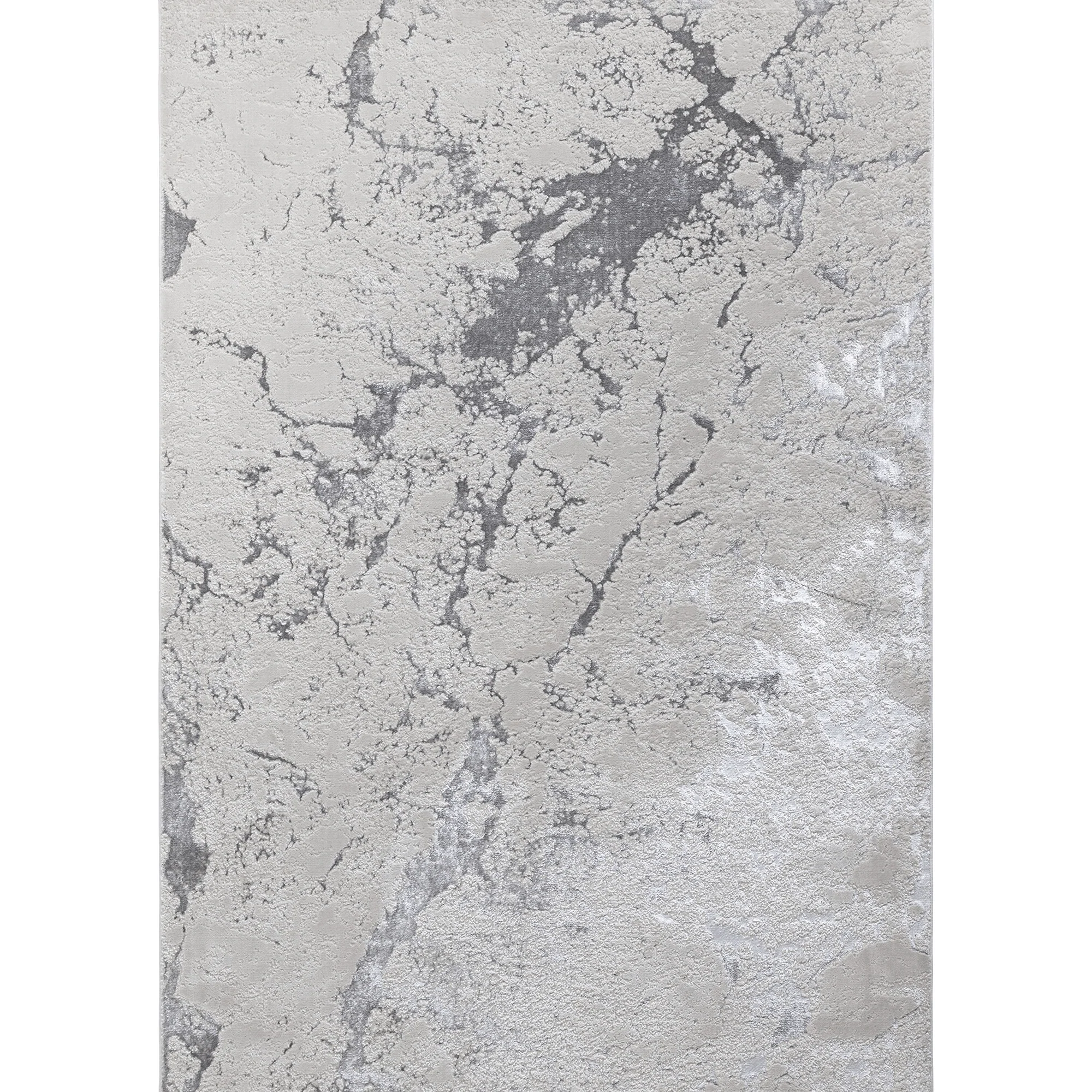 Nebula Cream & Metallic Silver Marble Velvet Rug - Image 4