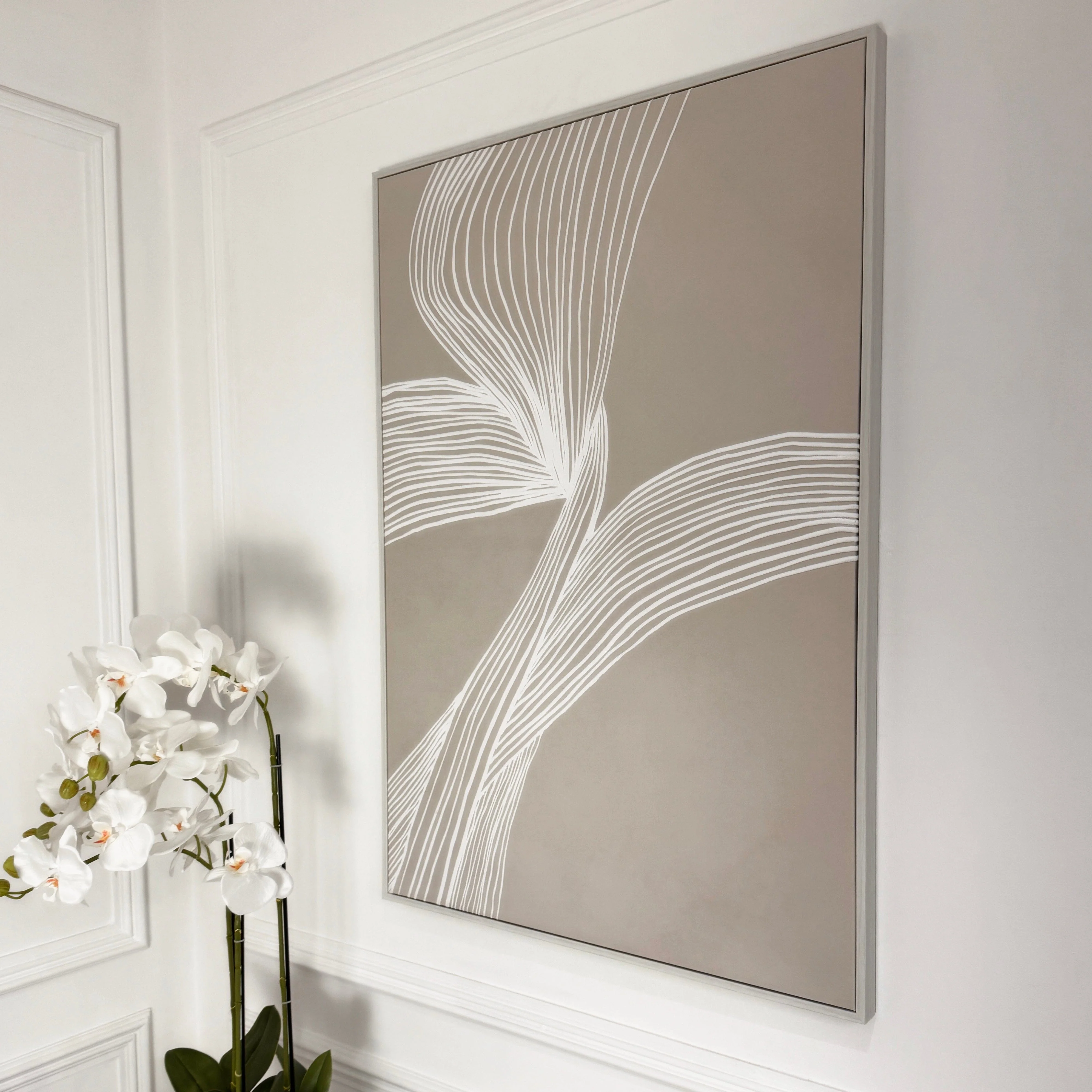 Nelly Taupe Abstract Lines Framed Wall Art - I - Image 3