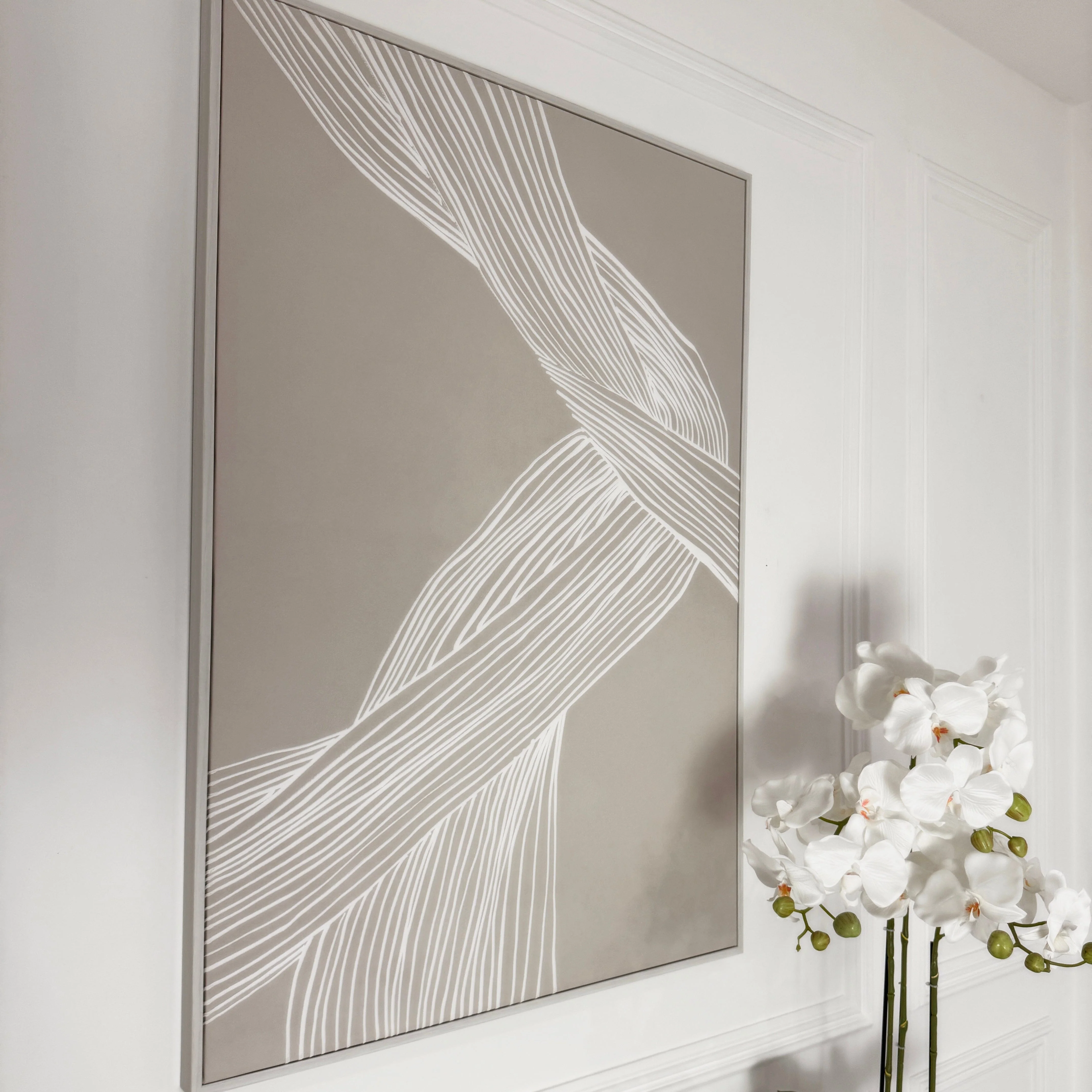 Nelly Taupe Abstract Lines Framed Wall Art - II - Image 2