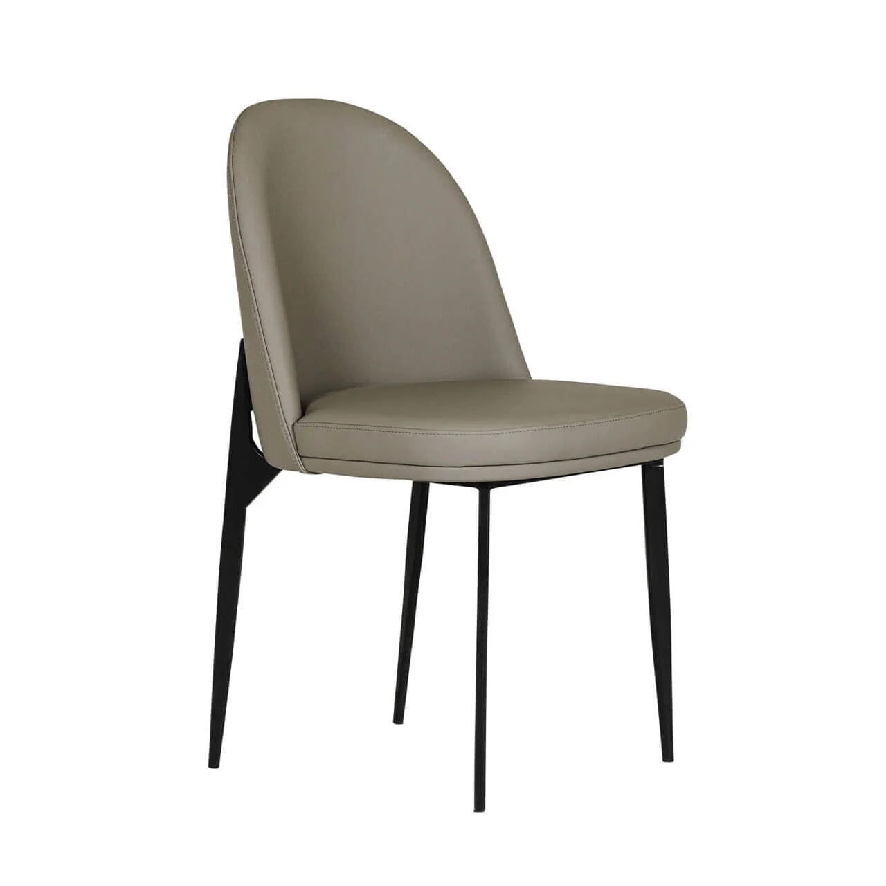 Nemille Grey Leather Dining Chair with Black Legs - Image 2