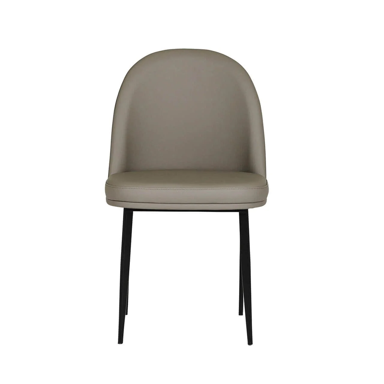 Nemille Grey Leather Dining Chair with Black Legs - Image 3