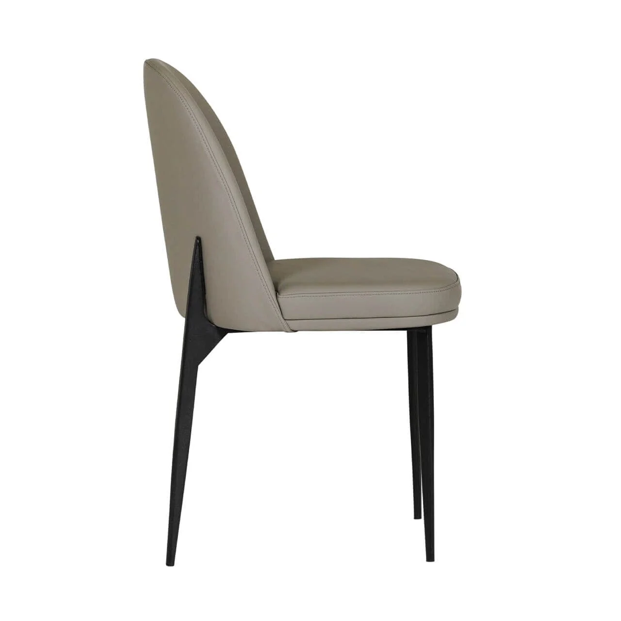 Nemille Grey Leather Dining Chair with Black Legs - Image 5