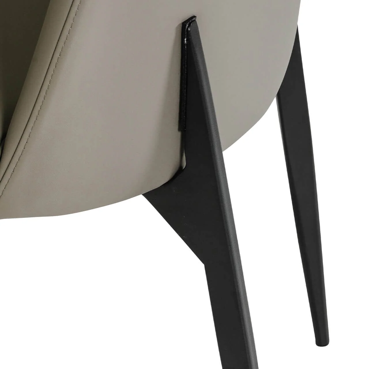 Nemille Grey Leather Dining Chair with Black Legs - Image 7