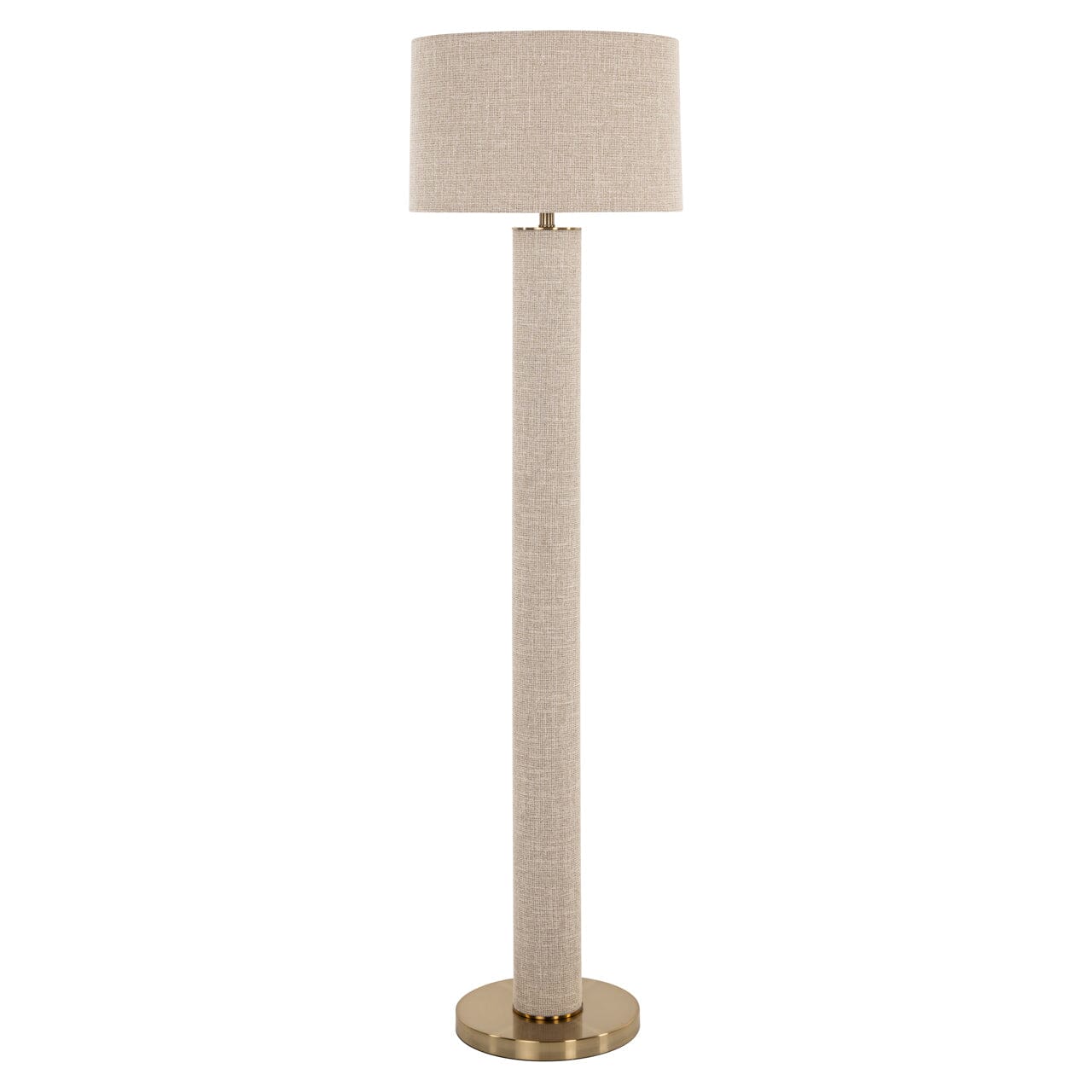Nerisse Beige Linen Fabric Floor Standing Lamp with Gold Base - Image 2