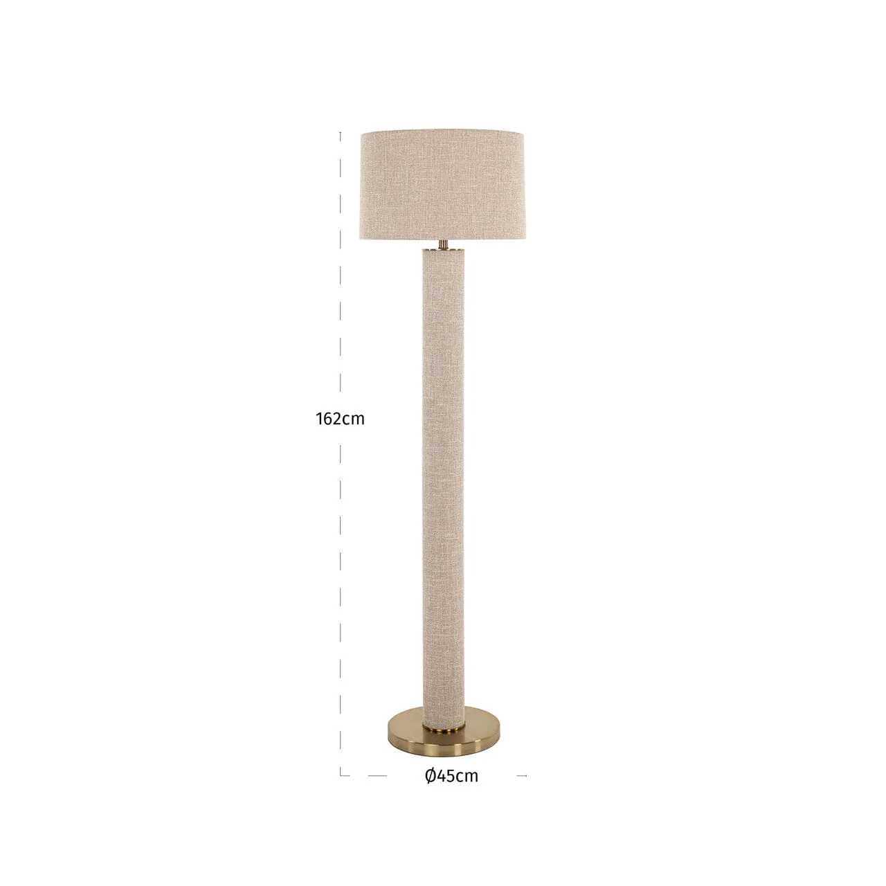 Nerisse Beige Linen Fabric Floor Standing Lamp with Gold Base - Image 4