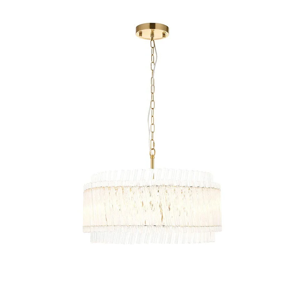 Noema Gold 5 Light Glass Rod Statement Pendant Ceiling Light - Image 2