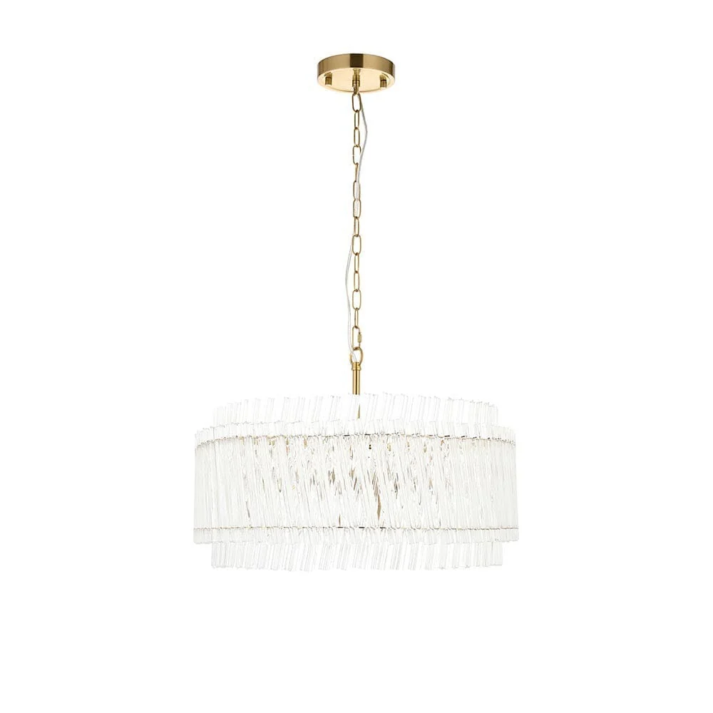 Noema Gold 5 Light Glass Rod Statement Pendant Ceiling Light - Image 3