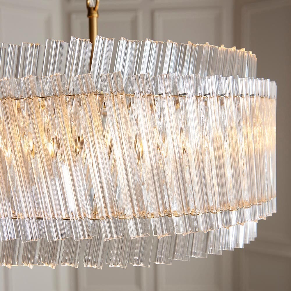 Noema Gold 5 Light Glass Rod Statement Pendant Ceiling Light - Image 4