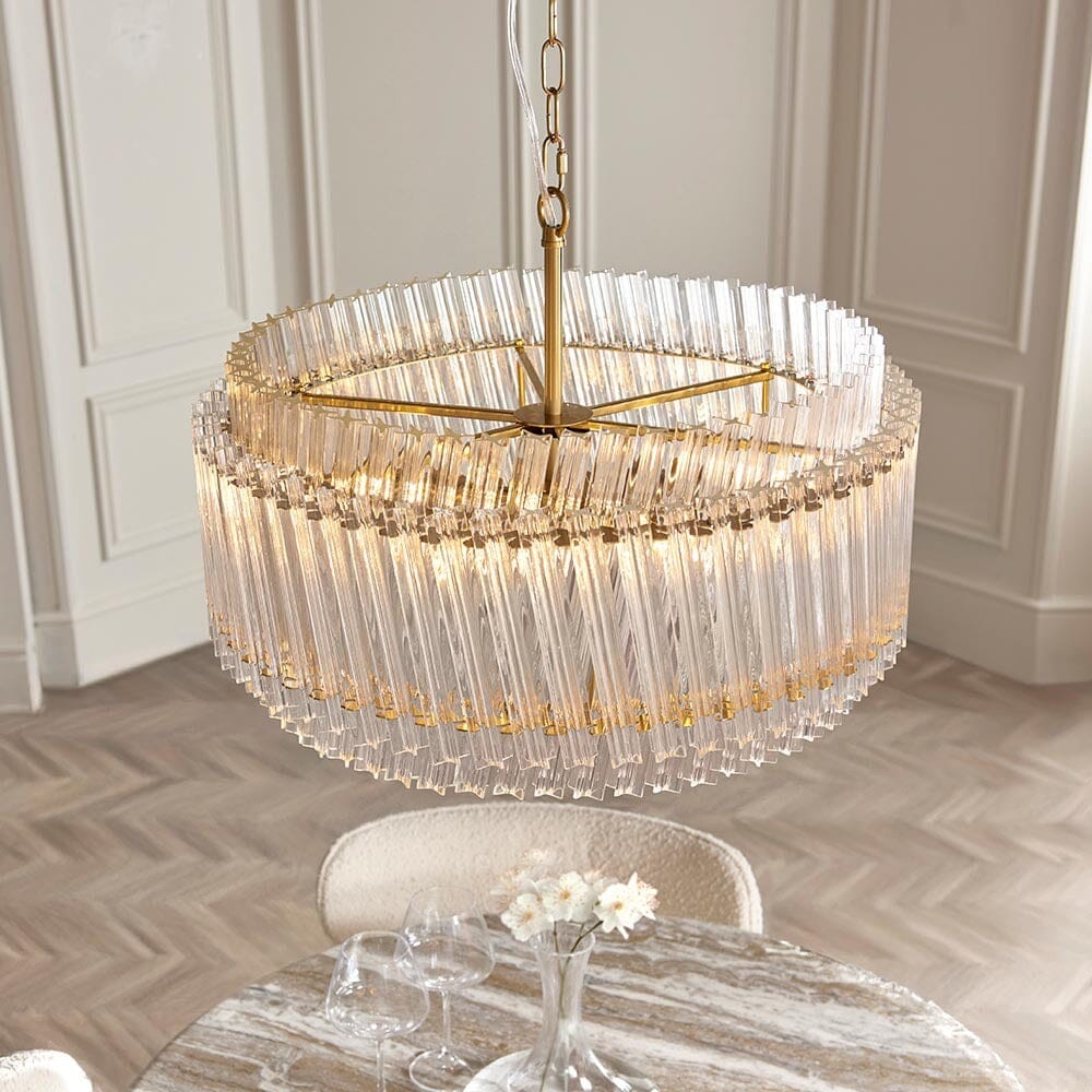 Noema Gold 5 Light Glass Rod Statement Pendant Ceiling Light - Image 5