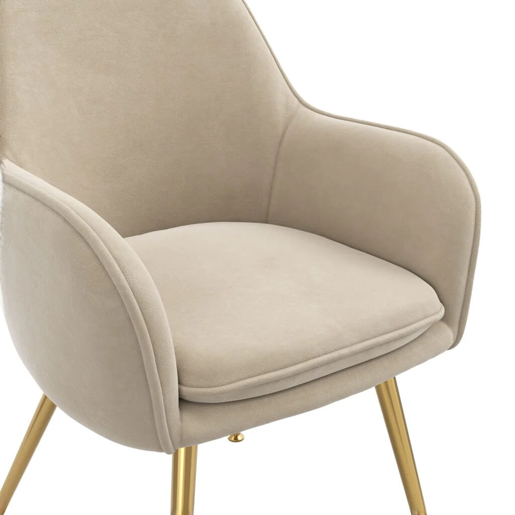 Nolano Light Beige Velvet Dining Chair with Gold Legs - Image 3