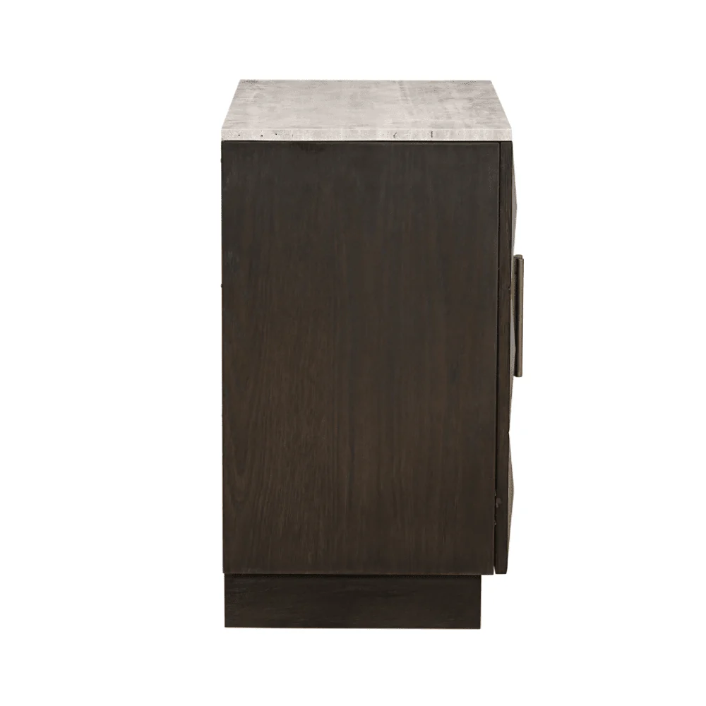 Norah Deep Brown 2 Door Sideboard with Travertine Top - Image 4