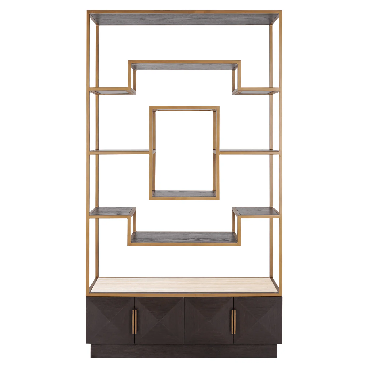 Norah Luxury Deep Brown & Brass Shelving Unit - Image 2