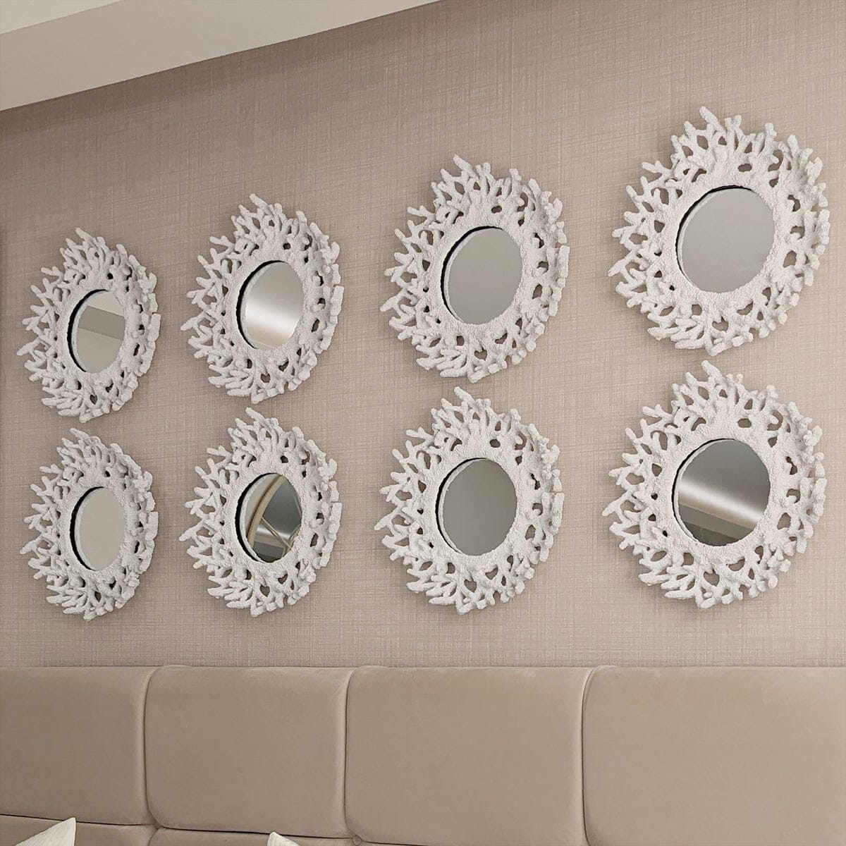 Nouveau White Faux Coral Decorative Wall Mirror - Image 2