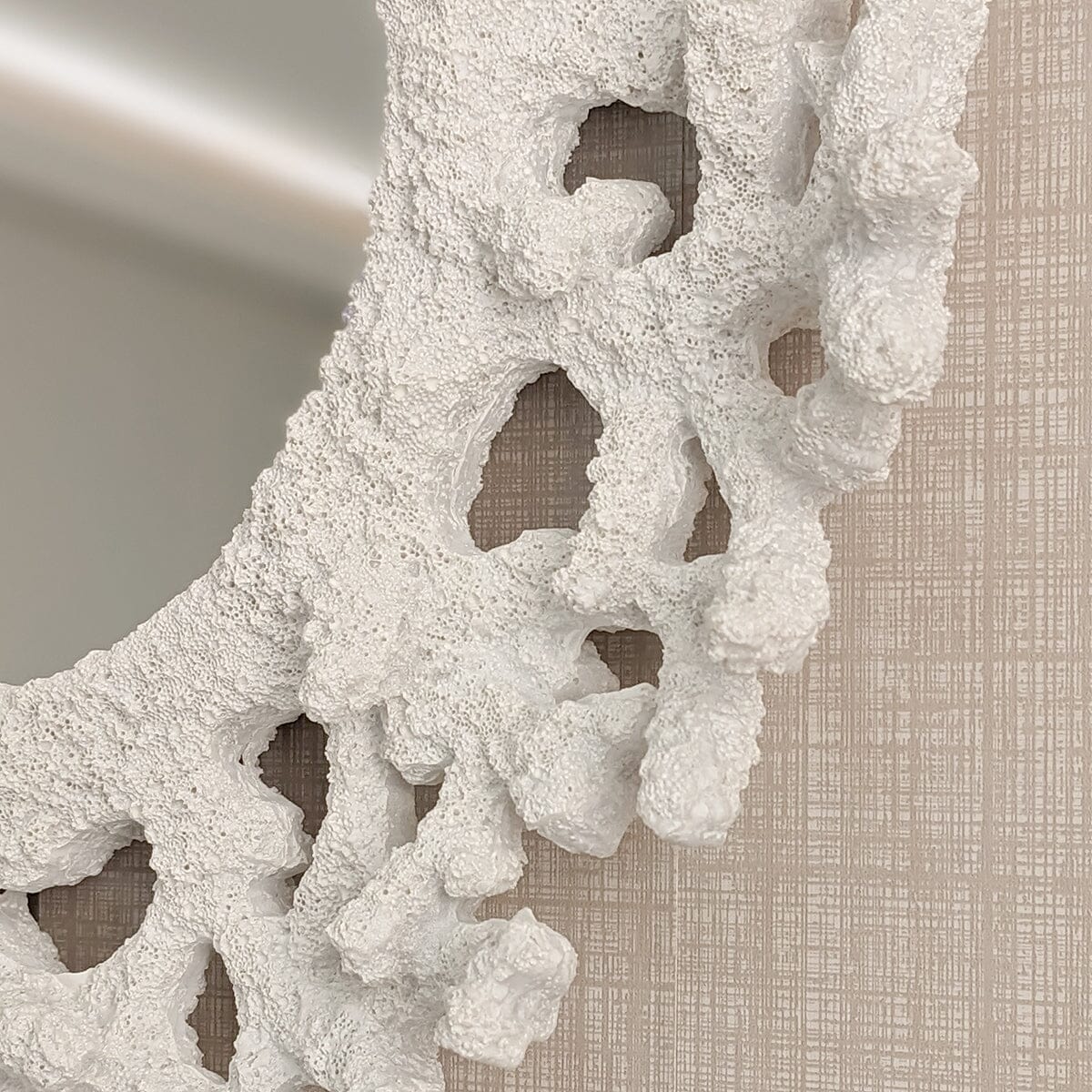Nouveau White Faux Coral Decorative Wall Mirror - Image 3