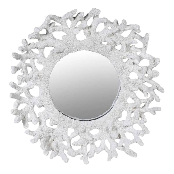 Nouveau White Faux Coral Decorative Wall Mirror - Image 4