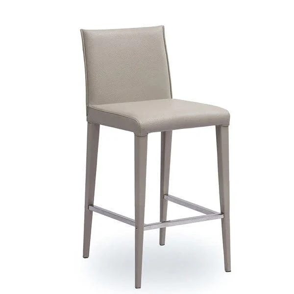 Novara Grey Leather Upholstered Bar Stool - Image 2
