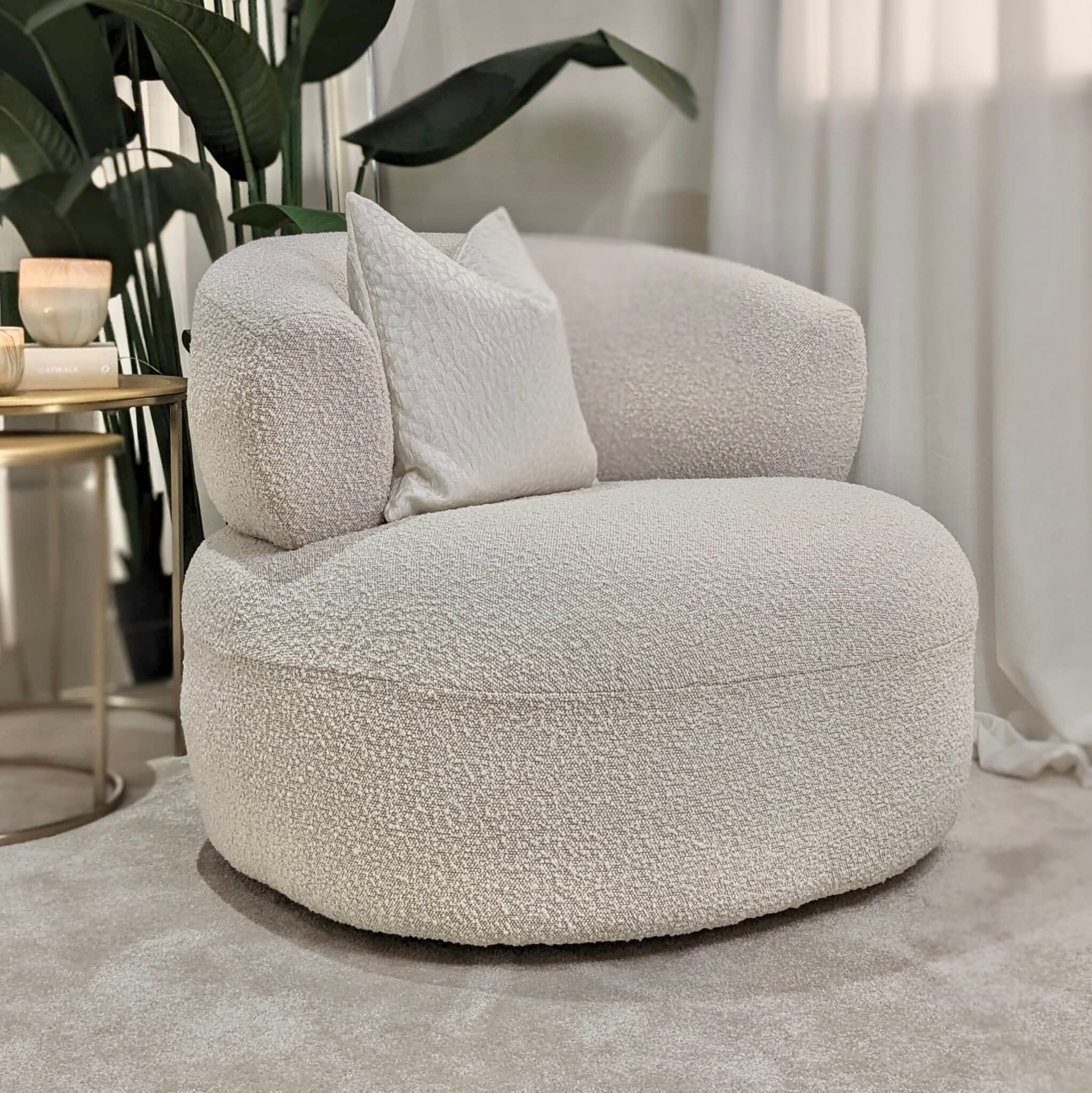Nyra Ivory Boucle Accent Chair - Image 2
